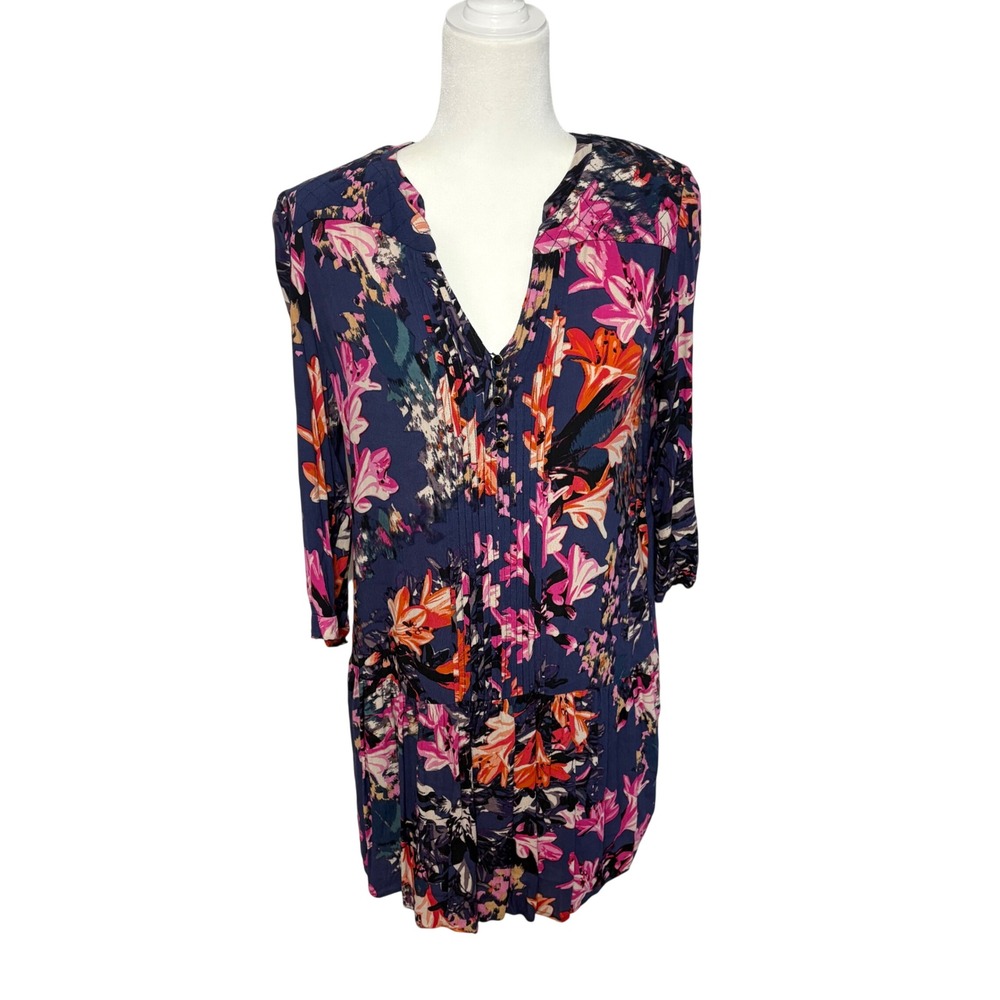 Maeve Anthropologie Dress Women S Pintuck romantic Drop Waist Floral pocket boho